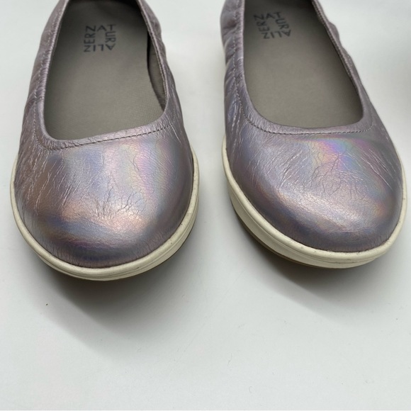 NATURALIZER PHILIPPA WOMENS LEATHER WEDGE BALLET FLATS in silver iridescent 8W - Picture 3 of 8